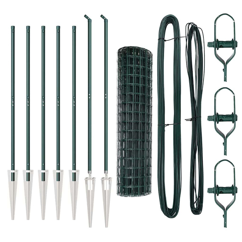 Load image into Gallery viewer, Vidaxl hek met paal groen 1,4 x 10 m staal en pvc
