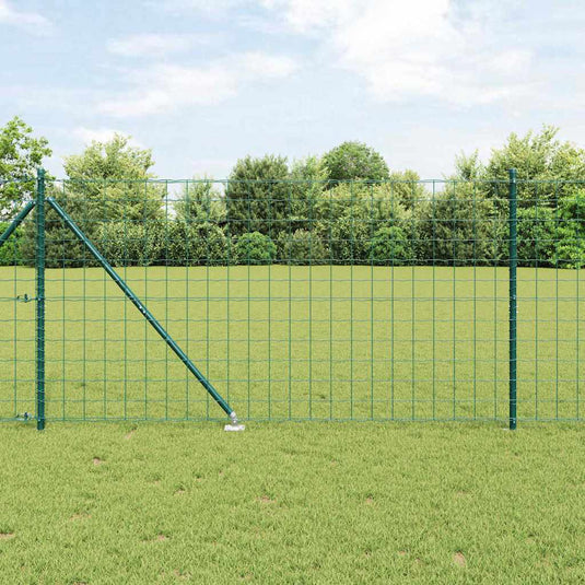 Vidaxl hek met paal groen 1,4 x 10 m staal en pvc