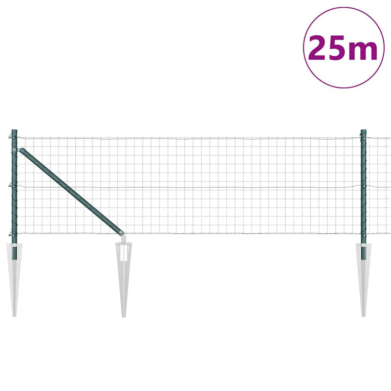 Afbeelding laden in galerijviewer, Vidaxl hek met paal groen 0,4 x 25 m staal en pvc

