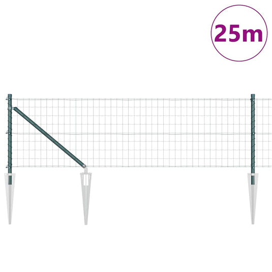 Vidaxl hek met paal groen 0,4 x 25 m staal en pvc