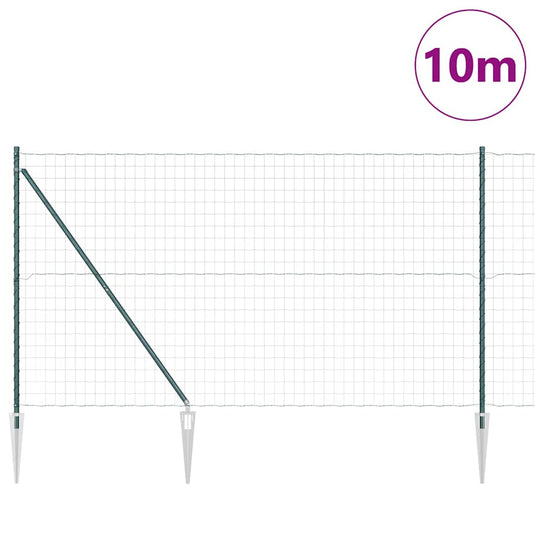 Vidaxl hek met paal groen 1,6 x 10 m staal en pvc
