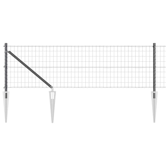 Vidaxl euro-hek met grondpennen 10 x 0,6 m pvc-coated staal grijs mesh