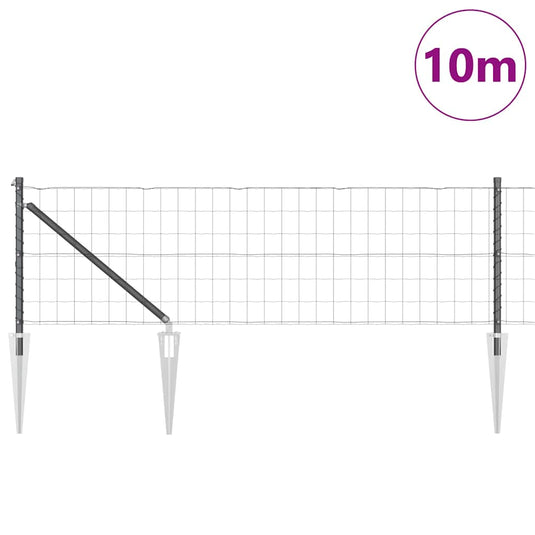 Vidaxl hek met paal grijs 0,8 x 10 m staal en pvc
