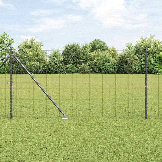 Vidaxl hek met paal grijs 1,4 x 10 m staal en pvc