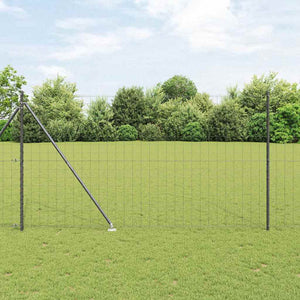 Vidaxl hek met paal grijs 1,6 x 10 m staal en pvc
