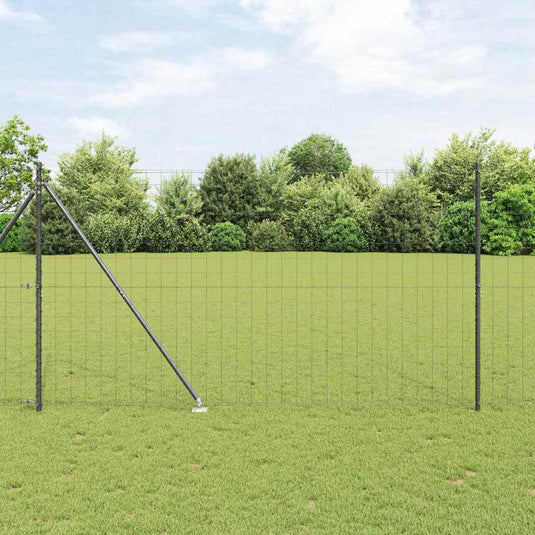 Vidaxl hek met paal grijs 1,6 x 10 m staal en pvc