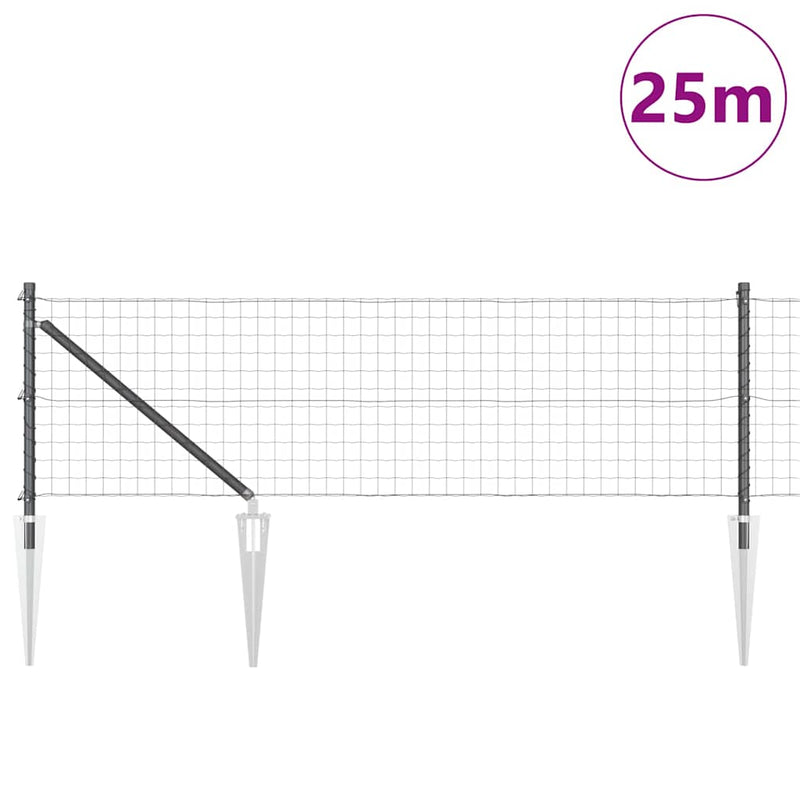 Load image into Gallery viewer, Vidaxl hek met paal grijs 0,4 x 25 m staal en pvc
