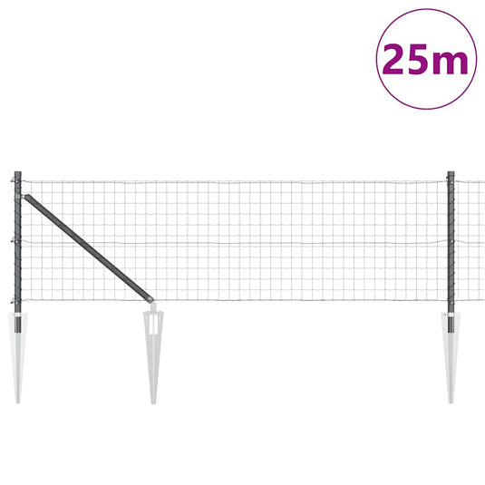 Vidaxl hek met paal grijs 0,4 x 25 m staal en pvc