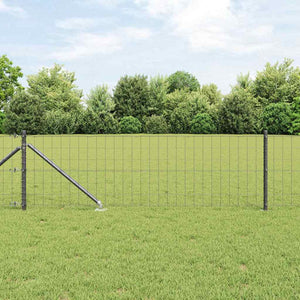 Vidaxl hek met paal grijs 0,6 x 25 m staal en pvc