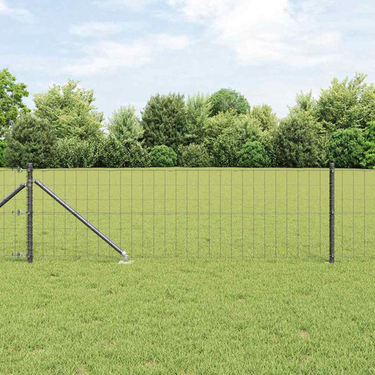 Vidaxl euro-hek met grondpennen 25 x 0,6 m pvc-coated staal grijs mesh