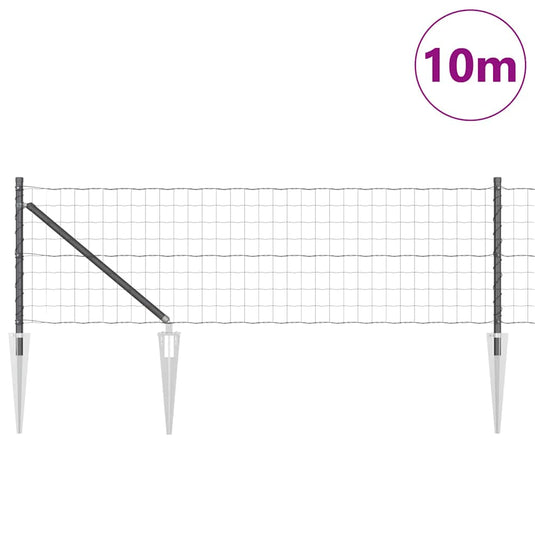 Vidaxl hek met paal grijs 0,8 x 10 m staal