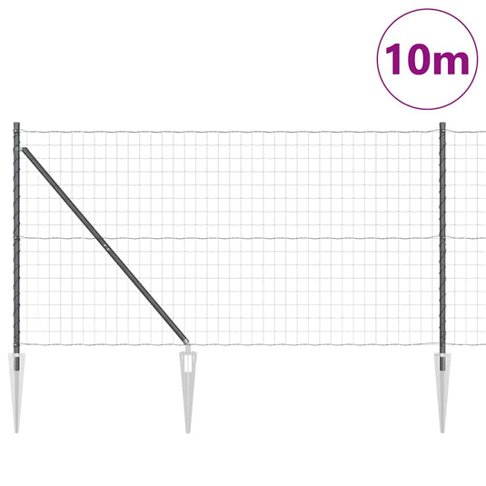 Vidaxl hek met paal grijs 1,4 x 10 m staal en pvc