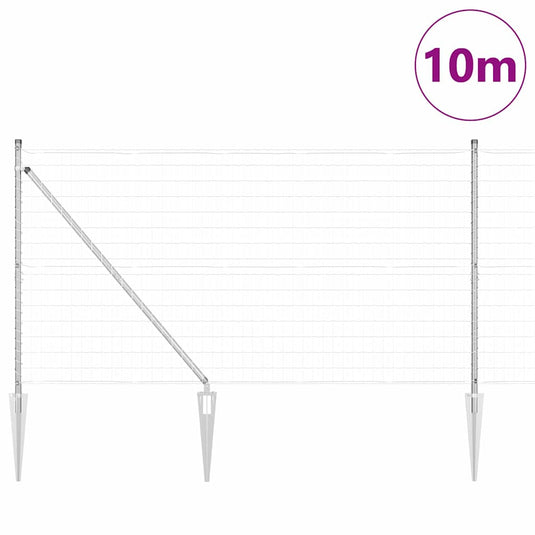 Vidaxl hek met paal zilver 1,2 x 10 m staal