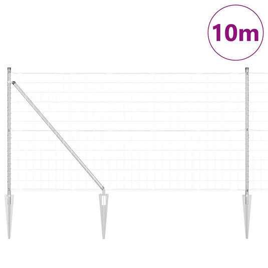 Vidaxl hek met paal zilver 1,4 x 10 m staal