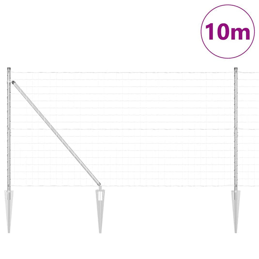 Vidaxl hek met paal zilver 1,4 x 10 m staal