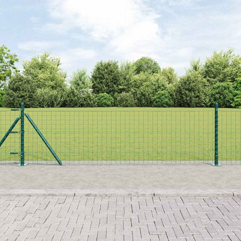 Afbeelding laden in galerijviewer, Vidaxl hek met paal groen 0,4 x 25 m staal en pvc
