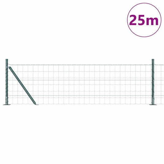Vidaxl hek met paal groen 0,4 x 25 m staal en pvc
