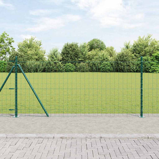 Vidaxl hek met paal groen 0,8 x 25 m staal en pvc