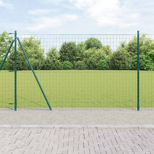 Vidaxl hek met paal groen 1,4 x 10 m staal en pvc