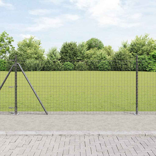 Vidaxl hek met paal grijs 0,8 x 10 m staal en pvc