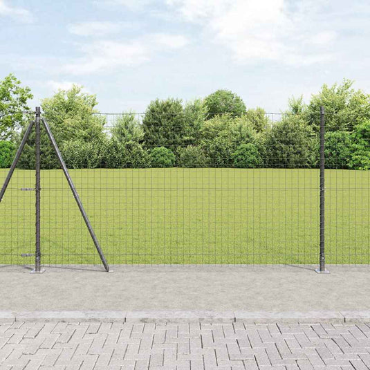 Vidaxl hek met paal grijs 1,2 x 10 m staal en pvc