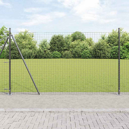 Vidaxl hek met paal grijs 1,5 x 10 m staal en pvc