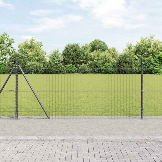 Vidaxl hek met paal grijs 0,8 x 10 m staal en pvc