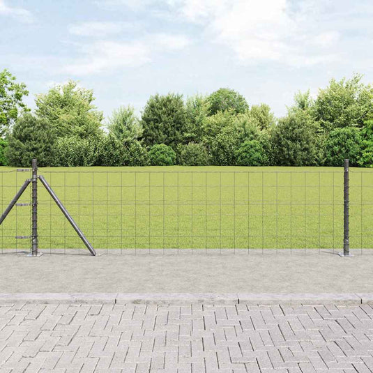 Vidaxl hek met paal grijs 0,6 x 10 m staal en pvc