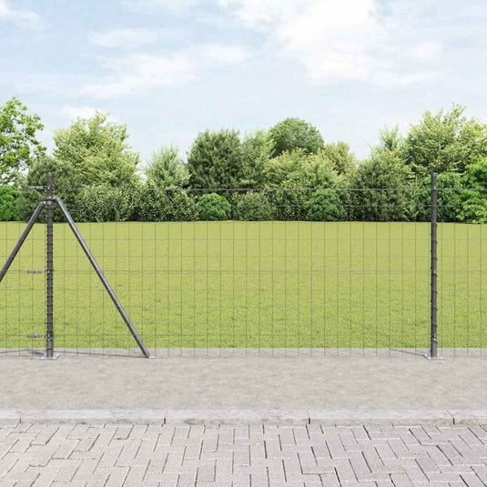 Vidaxl hek met paal grijs 0,8 x 25 m staal en pvc