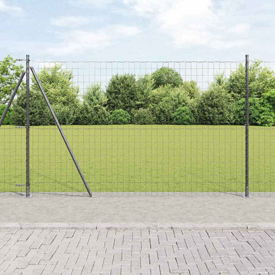 Vidaxl hek met paal grijs 1,6 x 10 m staal en pvc