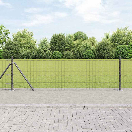 Vidaxl hek met paal grijs 0,4 x 25 m staal en pvc