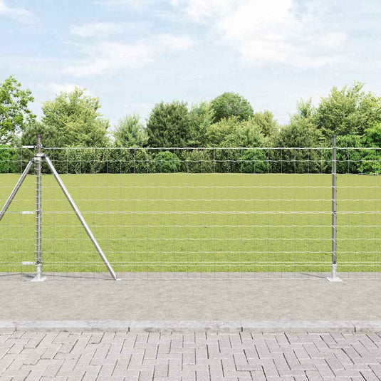Vidaxl hek met paal zilver 0,8 x 10 m staal