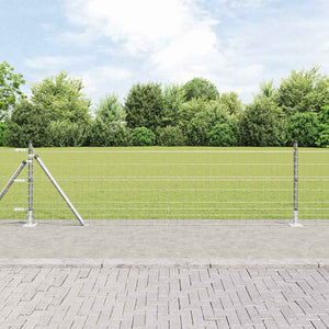 Vidaxl hek met paal zilver 0,6 x 25 m staal