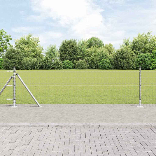 Vidaxl hek met paal zilver 0,6 x 25 m staal