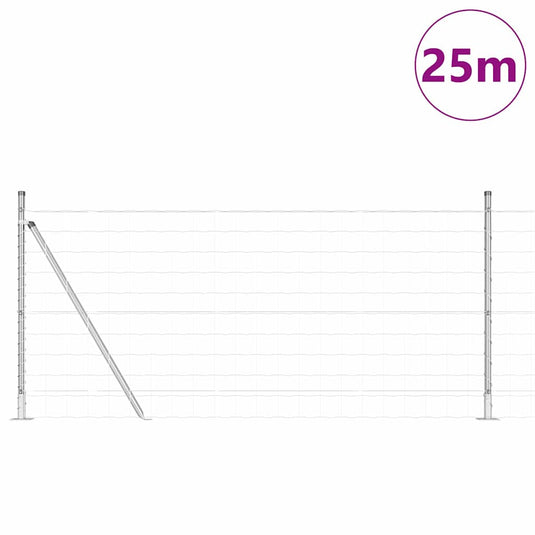 Vidaxl hek met paal zilver 0,8 x 25 m staal