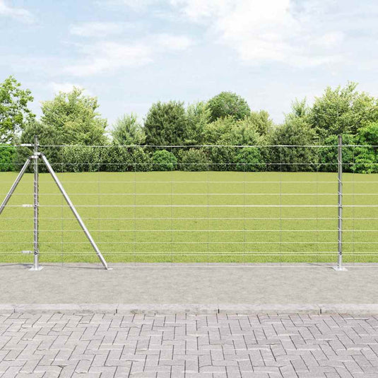 Vidaxl gelast draadhek met betonnen basis 25 x 1 m zilverkleurig mesh