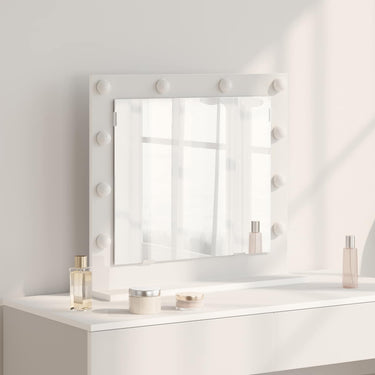 Vidaxl schmink spiegel wit 60 x 55 x 18 cm glas en hout met kunststof