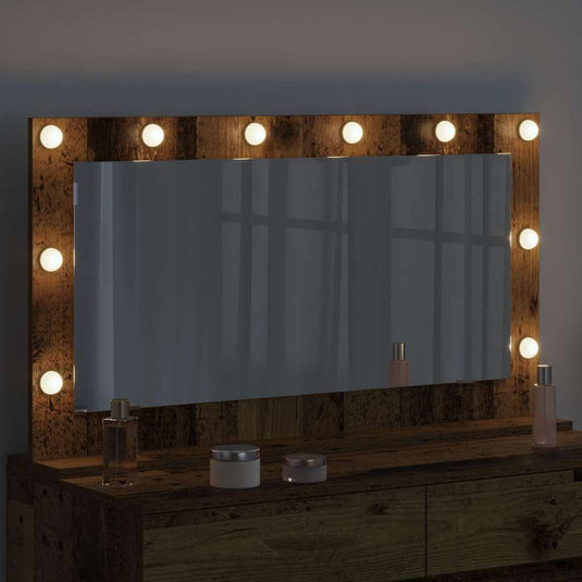 Vidaxl schmink spiegel oudhout 100 x 55 x 18 cm rechthoekig