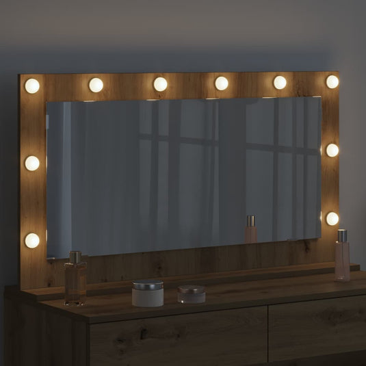 Vidaxl schmink spiegel rechthoekig artisan eiken 100 x 55 x 18 cm