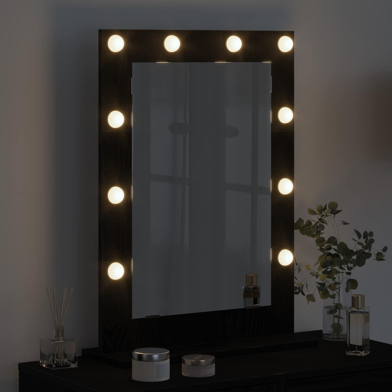 Load image into Gallery viewer, Vidaxl schmink spiegel rechthoekig zwart eiken 70 x 50 x 18 cm
