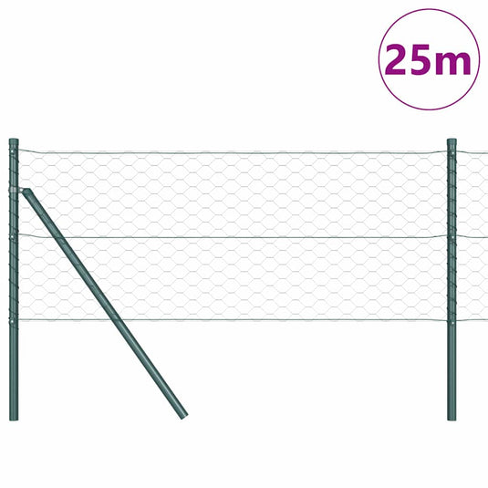 Vidaxl afrasteringspaal groen 25 x 0,6 m (50 mm gaas) staal en pvc