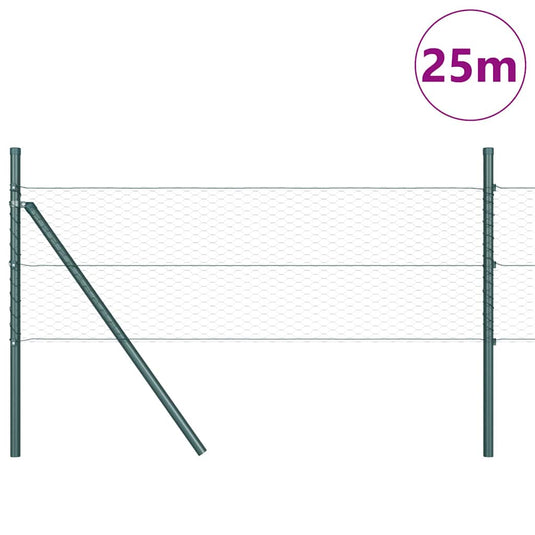 Vidaxl afrasteringspaal groen 25 x 0,8 m (25 mm gaas) staal en pvc