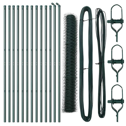 Vidaxl zeshoekig gaashek met grondbevestiging 25 x 1,2 m groen mesh