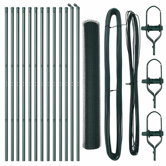 Vidaxl afrasteringspaal groen 25 x 1,4 m (25 mm gaas) staal en pvc