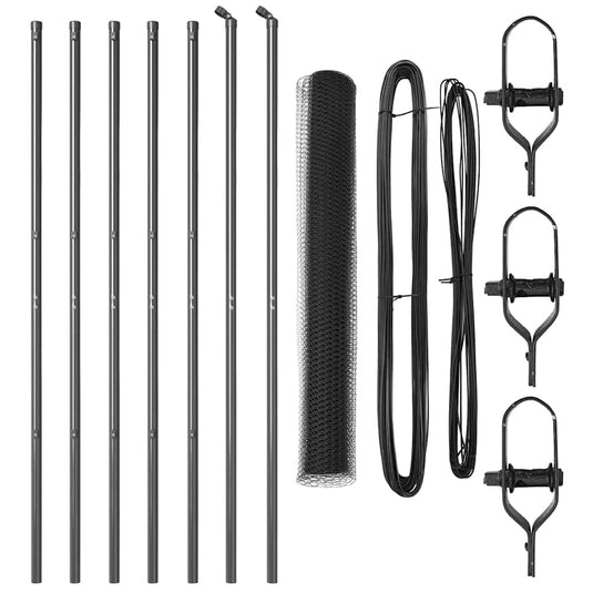 Vidaxl afrasteringspaal grijs 10 x 1 m (25 mm gaas) staal en pvc