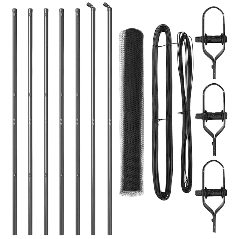 Load image into Gallery viewer, Vidaxl afrasteringspaal grijs 10 x 1,2 m (25 mm gaas) staal en pvc
