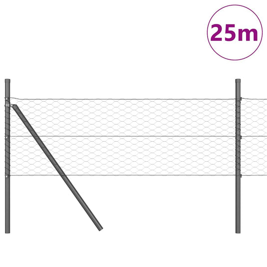 Vidaxl afrasteringspaal grijs 25 x 0,5 m (36 mm gaas) staal