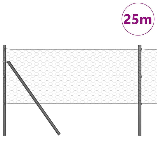 Vidaxl afrasteringspaal grijs 25 x 0,6 m (36 mm gaas) staal en pvc