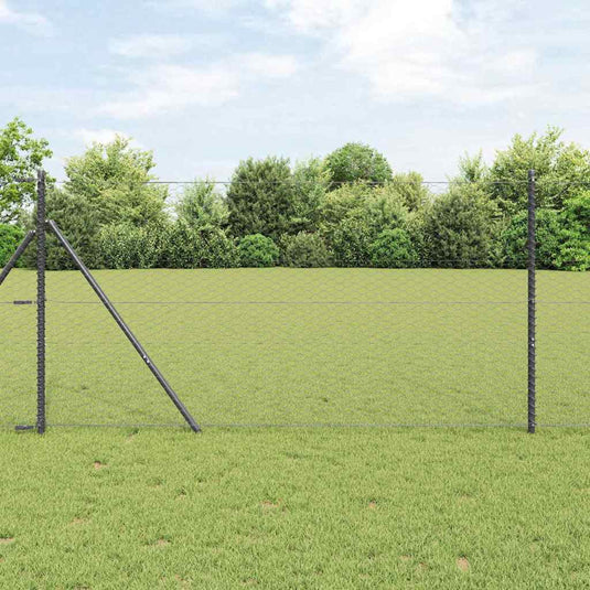 Vidaxl zeshoekig gaashek met grondbevestiging 25 x 1,2 m grijs mesh