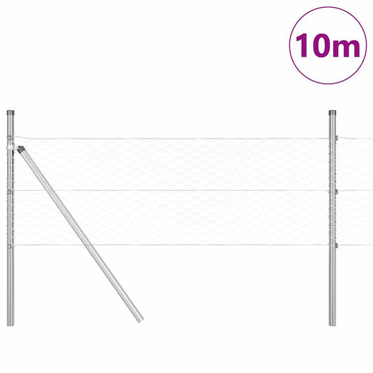 Vidaxl afrasteringspaal zilver 10 x 0,5 m (36 mm gaas) staal